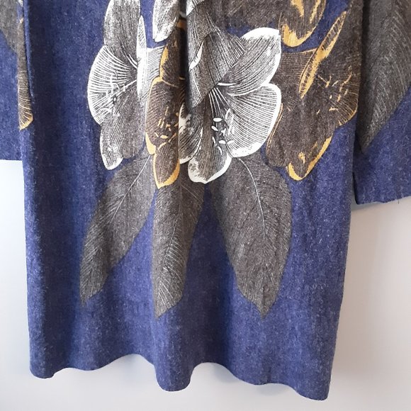 EZRA Designs Blue Floral V-neck Long-Sleeved Dress, Soft, Stretchy, Flowy Small - Picture 5 of 14